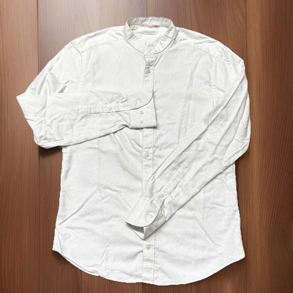 Suitsupply Mandarin Collar Slim Fit Shirt White Egyptian Cotton